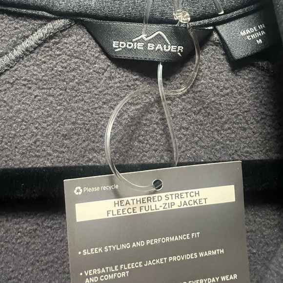 Men's Eddie Bauer Heathered Stretch Fleece Full-Zip Jacket Size M Medium NWT - Picture 3 of 5